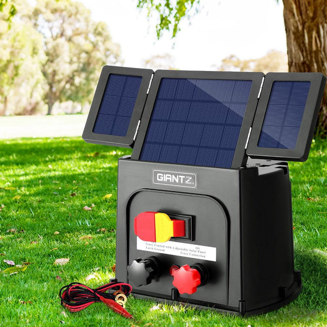 Giantz 8km Electric Fence Energiser PET Solar Energizer 0.3J.