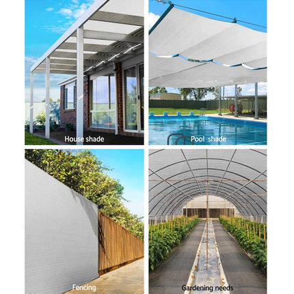 Instahut 50% Shade Cloth 1.83x10m Shadecloth Wide Heavy Duty White.