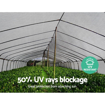 Instahut 50% Shade Cloth 1.83x10m Shadecloth Wide Heavy Duty White.