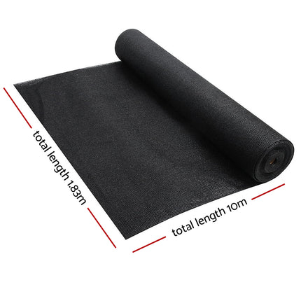 Instahut 90% Shade Cloth 1.83x10m Shadecloth Sail Heavy Duty Black.