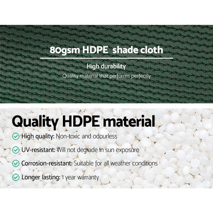 Instahut 30% Shade Cloth 1.83x10m Shadecloth Wide Heavy Duty Green.