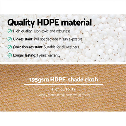 Instahut 90% Shade Cloth 1.83x20m Shadecloth Sail Heavy Duty Beige.