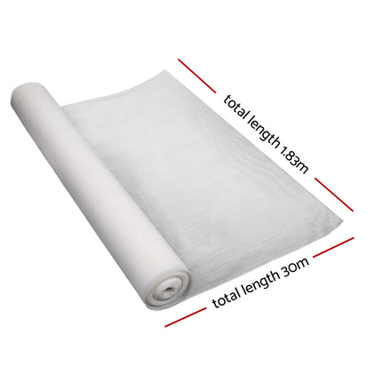 Instahut 50% Shade Cloth 1.83x30m Shadecloth Wide Heavy Duty White.