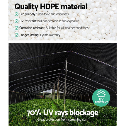 Instahut 70% Shade Cloth 1.83x50m Shade Cloth Sail Heavy Duty Shadecloth Garden Mesh Roll BK.