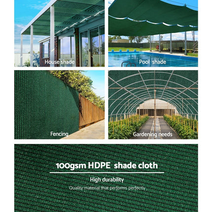 Instahut 50% Shade Cloth 3.66x10m Shade Cloth Sail Heavy Duty Shadecloth Garden Mesh Roll Green.