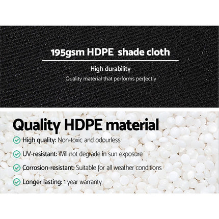 Instahut 90% Shade Cloth 3.66x10m Shadecloth Sail Heavy Duty Black.