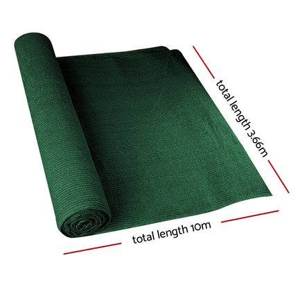Instahut 90% Shade Cloth 3.66x10m Shadecloth Sail Heavy Duty Green.