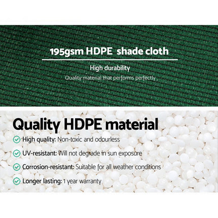 Instahut 90% Shade Cloth 3.66x10m Shadecloth Sail Heavy Duty Green.