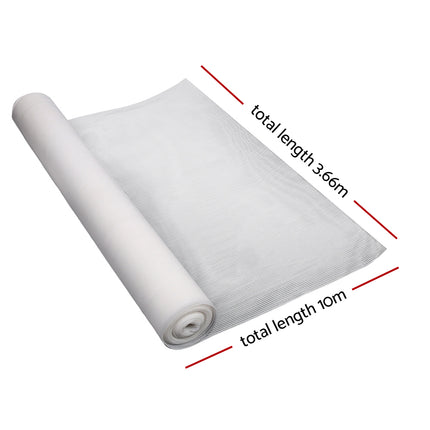 Instahut 30% Shade Cloth 3.66x10m Shadecloth Wide Heavy Duty White.