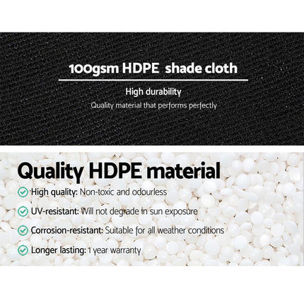 Instahut 50% Shade Cloth 3.66x20m Shadecloth Sail Heavy Duty Black.