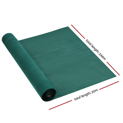 Instahut 30% Shade Cloth 3.66x20m Shadecloth Wide Heavy Duty Green.