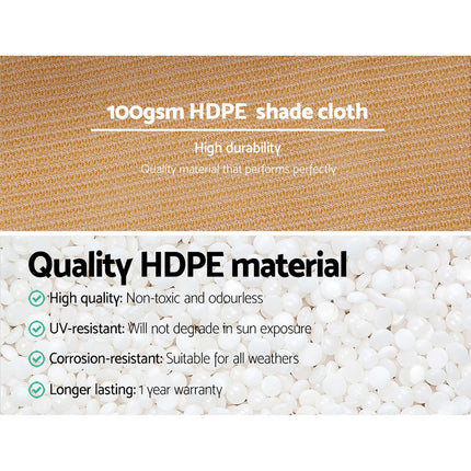 Instahut 50% Shade Cloth 3.66x30m Shadecloth Sail Heavy Duty Beige.