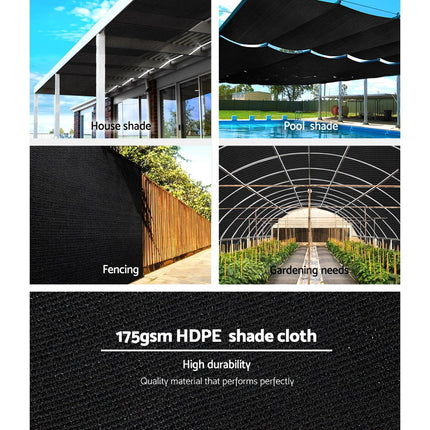 Instahut 70% Shade Cloth 3.66x30m Shade Cloth Sail Heavy Duty Shadecloth Garden Mesh Roll BK.