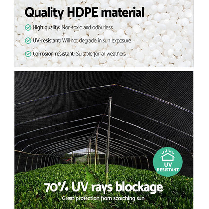 Instahut 70% Shade Cloth 3.66x30m Shade Cloth Sail Heavy Duty Shadecloth Garden Mesh Roll BK.