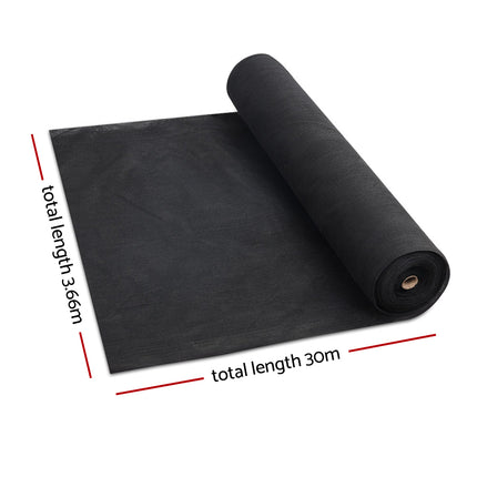 Instahut 30% Shade Cloth 3.66x30m Shadecloth Wide Heavy Duty Black.