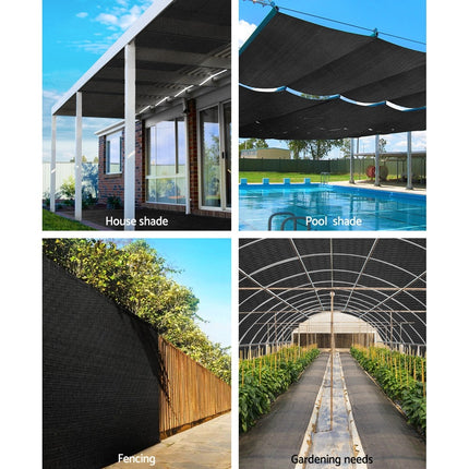 Instahut 30% Shade Cloth 3.66x30m Shadecloth Wide Heavy Duty Black.