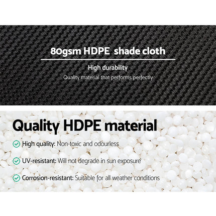 Instahut 30% Shade Cloth 3.66x30m Shadecloth Wide Heavy Duty Black.