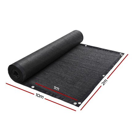 Instahut Shade Cloth Sun Shade Fabric Patio UV Resistant Black 10x2m.