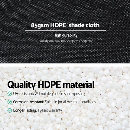 Instahut Shade Cloth Sun Shade Fabric Patio UV Resistant Black 10x2m.
