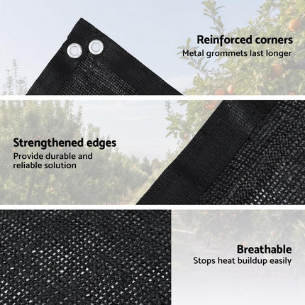 Instahut Shade Cloth Sun Shade Fabric Patio UV Resistant Black 10x2m.