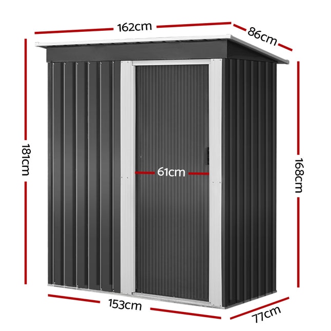 Giantz Garden Shed 1.62x0.86M Sheds Outdoor Storage Tool Workshop House Shelter Sliding Door.