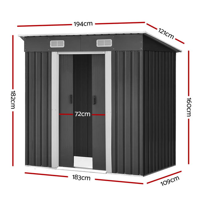 Giantz Garden Shed 1.94x1.21M Sheds Outdoor Storage Workshop House Tool Shelter Sliding Door.