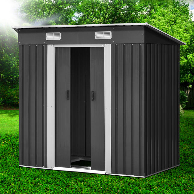 Giantz Garden Shed 1.94x1.21M w/Metal Base Sheds Outdoor Storage Tool Steel House Sliding Door.