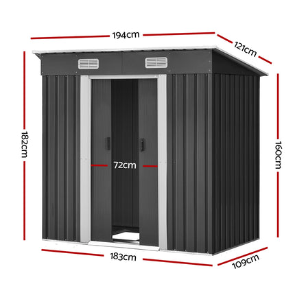 Giantz Garden Shed 1.94x1.21M w/Metal Base Sheds Outdoor Storage Tool Steel House Sliding Door.