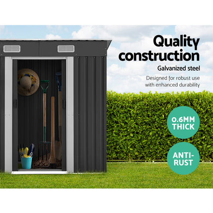 Giantz Garden Shed 1.94x1.21M w/Metal Base Sheds Outdoor Storage Tool Steel House Sliding Door.