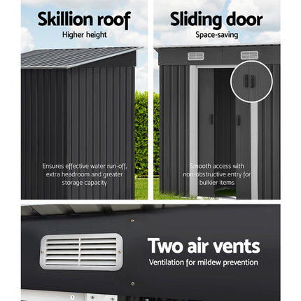 Giantz Garden Shed 1.94x1.21M w/Metal Base Sheds Outdoor Storage Tool Steel House Sliding Door.