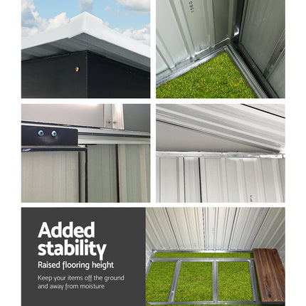 Giantz Garden Shed 1.94x1.21M w/Metal Base Sheds Outdoor Storage Tool Steel House Sliding Door.