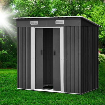 Giantz Garden Shed 1.94x1.21M w/Metal Base Sheds Outdoor Storage Tool Steel House Sliding Door.