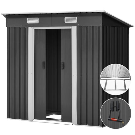 Giantz Garden Shed 1.94x1.21M w/Metal Base Sheds Outdoor Storage Tool Steel House Sliding Door.