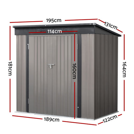 Giantz Garden Shed 1.95x1.31M Sheds Outdoor Storage Steel Workshop House Tool Double Door.