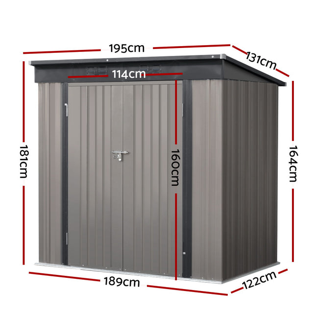 Giantz Garden Shed 1.95x1.31M Sheds Outdoor Storage Steel Workshop House Tool Double Door.