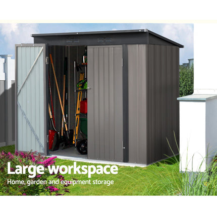 Giantz Garden Shed 1.95x1.31M Sheds Outdoor Storage Steel Workshop House Tool Double Door.