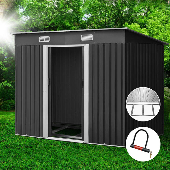 Giantz Garden Shed 2.38x1.31M w/Metal Base Sheds Outdoor Storage Tool Workshop Sliding Door.