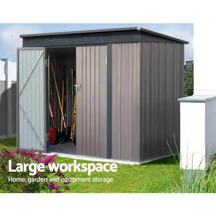 Giantz Garden Shed 2.31x1.31M Sheds Outdoor Storage Tool Metal Workshop Shelter Double Door.