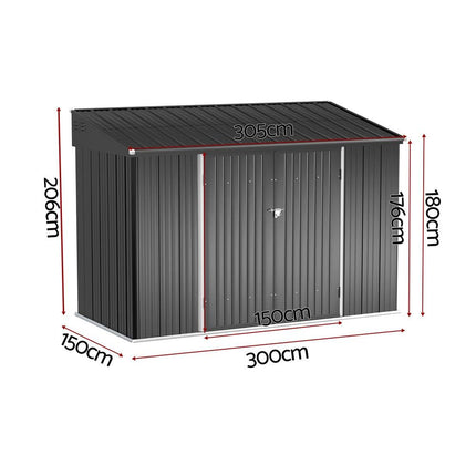 Giantz Garden Shed Galvanised Steel 3.05x1.5M Outdoor Storage Shed Workshop House Shelter.