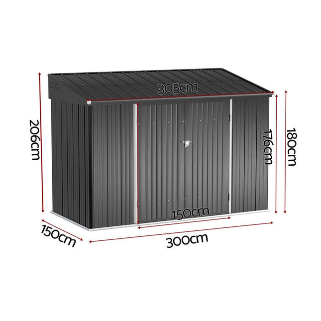 Giantz Garden Shed Galvanised Steel 3.05x1.5M Outdoor Storage Shed Workshop House Shelter.