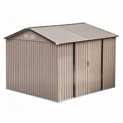 Giantz 3X3M Garden Shed Outdoor Storage Backyard Tool Shed Galvanized Steel Brown
