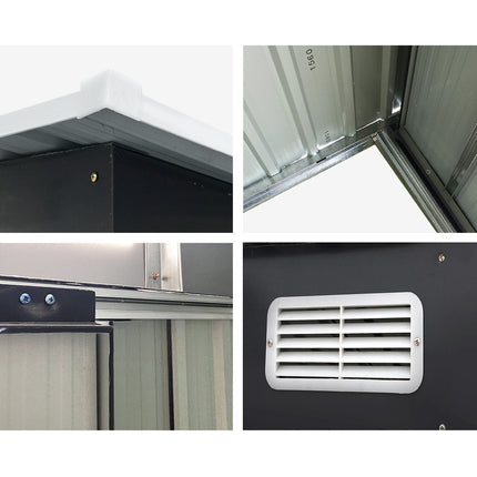 Giantz Garden Shed 2.6x3.9M w/Metal Base Sheds Outdoor Storage Workshop Tool Shelter Sliding Door.