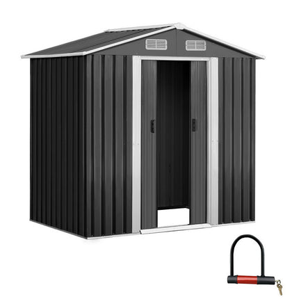 Giantz Garden Shed 2.38x1.31M w/Metal Base Sheds Outdoor Storage Tool Workshop Sliding Door.