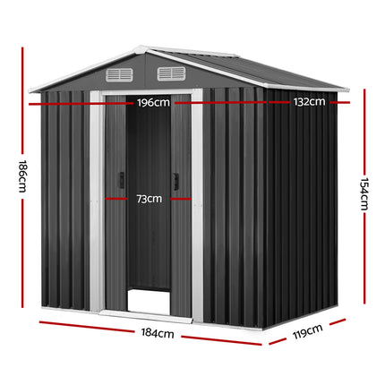 Giantz Garden Shed 2.38x1.31M w/Metal Base Sheds Outdoor Storage Tool Workshop Sliding Door.