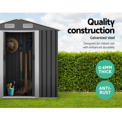 Giantz Garden Shed 2.38x1.31M w/Metal Base Sheds Outdoor Storage Tool Workshop Sliding Door.