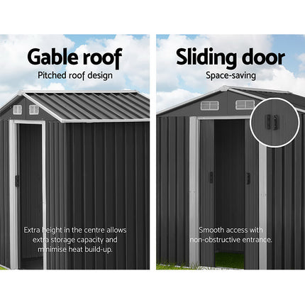 Giantz Garden Shed 2.38x1.31M w/Metal Base Sheds Outdoor Storage Tool Workshop Sliding Door.