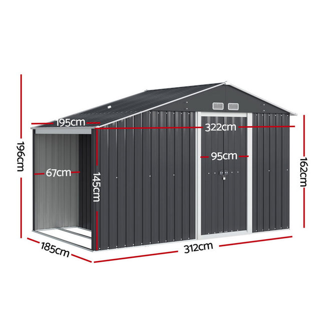 Giantz Garden Shed 3.22x1.96M Outdoor Storage Tool Workshop House Shelter.