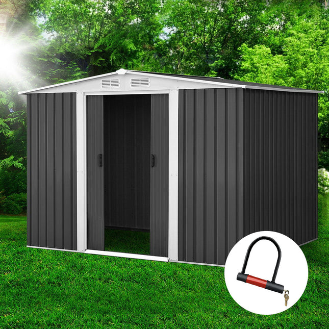 Giantz Garden Shed 2.58x2.07M Sheds Outdoor Storage Workshop Metal Shelter Sliding Door.