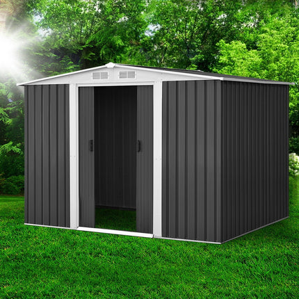 Giantz Garden Shed 2.58x2.07M Sheds Outdoor Storage Workshop Metal Shelter Sliding Door.
