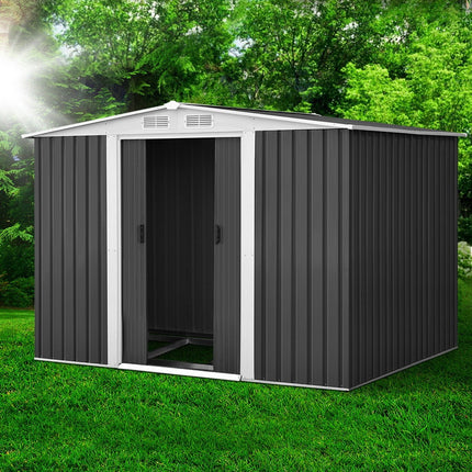 Giantz Garden Shed 2.58x2.07M w/Metal Base Sheds Outdoor Storage Double Door Tool.